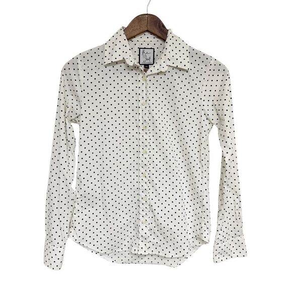 The Shirt by Rochelle Behrens White Black Polka Dot Size Extra Small - Picture 2 of 10